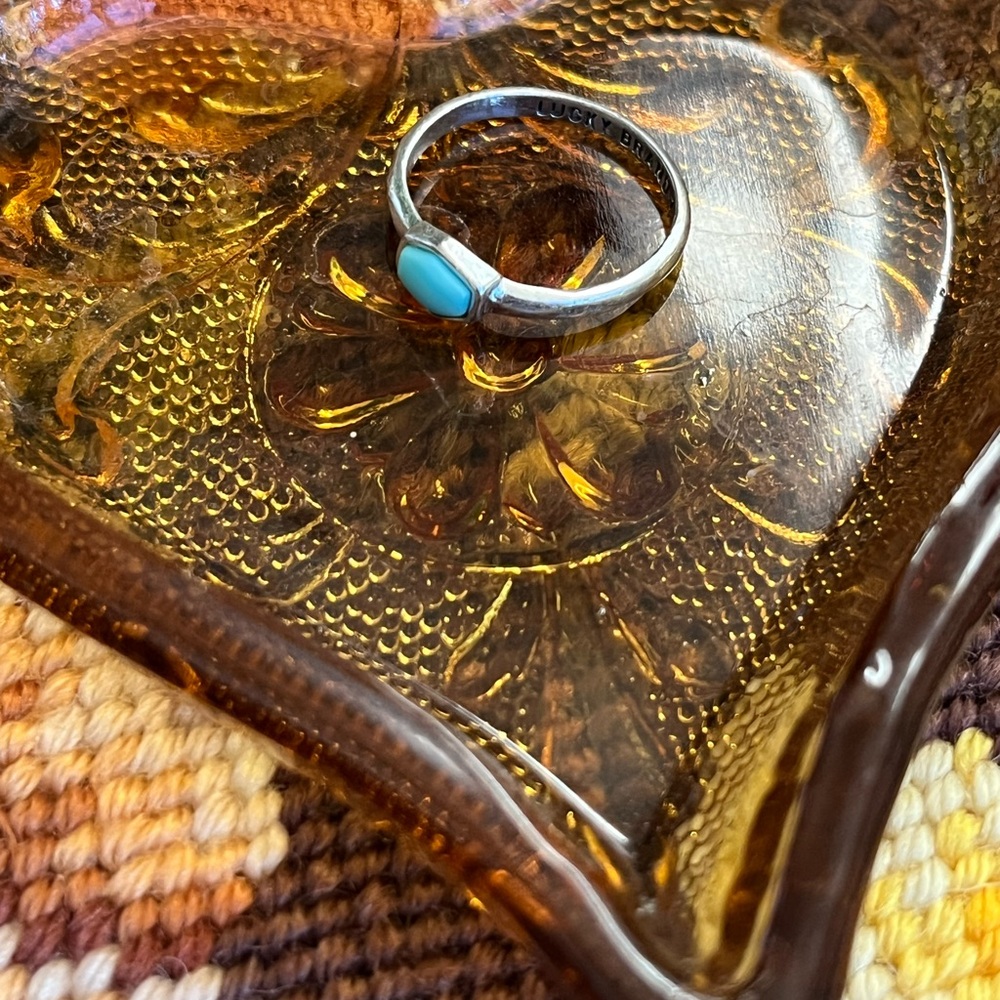Lucky Brand Silver Ring with Turquoise Stone - Picture 4 of 5